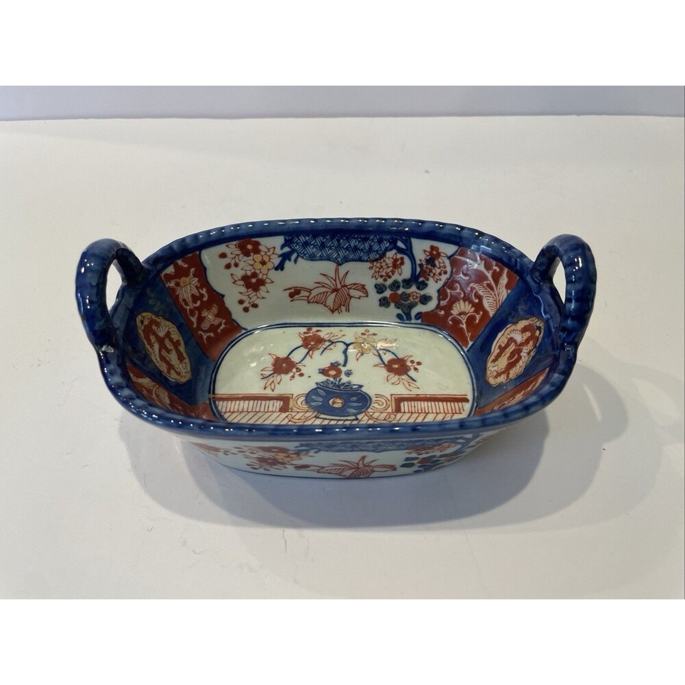 Vintage Ironstone Twin Handled Bread Basket Ceramic Medium (7.5 inches)